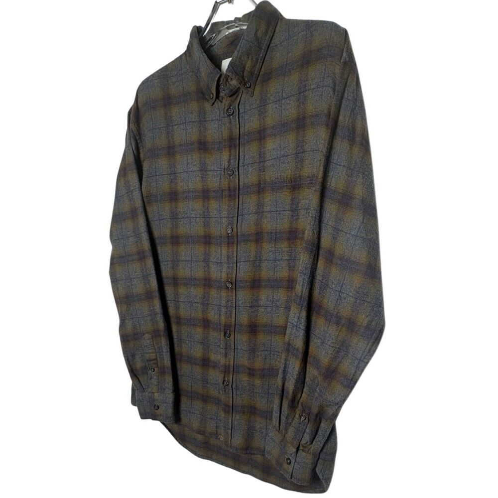 Billy Reid Shirt M Tuscumbia Standard Cut Men's Button Up Brushed Cotton Plaid